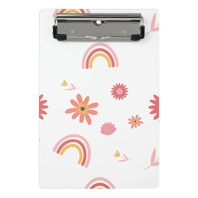 Mini Porte-bloc Cute Rainbow & Floral Pastel Pattern (Devant)