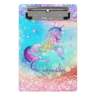 Mini Porte-bloc Cute unicorn rose Parties scintillant arc-en-ciel 