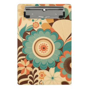 Mini Porte-bloc Décor vintage rétro brun floral beize vert