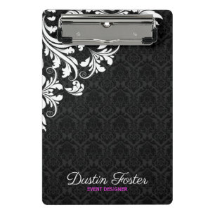 Mini Porte-bloc Dentelle blanche Damas noirs