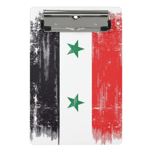 Mini Porte-bloc Drapeau grunge de la Syrie (Devant)