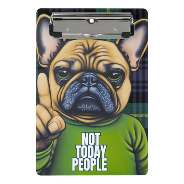 Mini Porte-bloc Drôle pas aujourd'hui gens Chien Plaid (Devant)