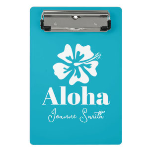 Mini Porte-bloc Élégante fleur hawaïenne personnalisée turquoise
