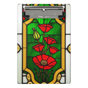 Mini Porte-bloc Fleur rouge Élégant Art de Verre Coloré