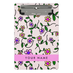 Mini Porte-bloc Fleurs Colorées, Fond Rose, Rose