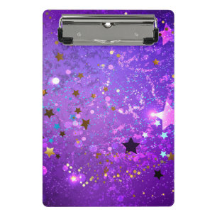 Mini Porte-bloc Fond en feuille de papier violet avec des étoiles