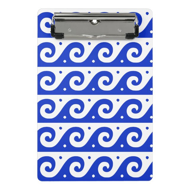 Mini Porte-bloc Fret grec, Motif d'onde méditerranéen, Bleu (Devant)