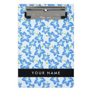 Mini Porte-bloc Hibiscus Bleu, Fleurs Bleues, Votre Nom