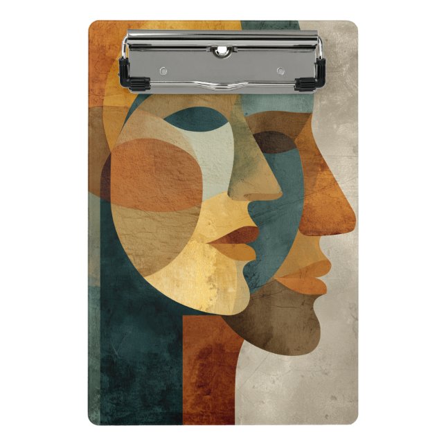 Mini Porte-bloc Impression d'art mural de visages abstraits cubist (Devant)