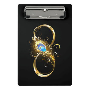 Mini Porte-bloc Infinité avec plume de paon doré