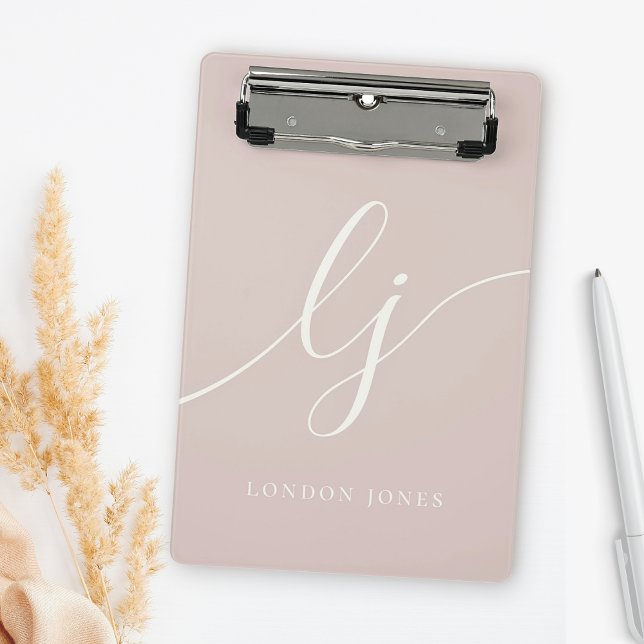 Mini Porte-bloc Initiales de monogramme professionnel minimal rose (Créateur téléchargé)