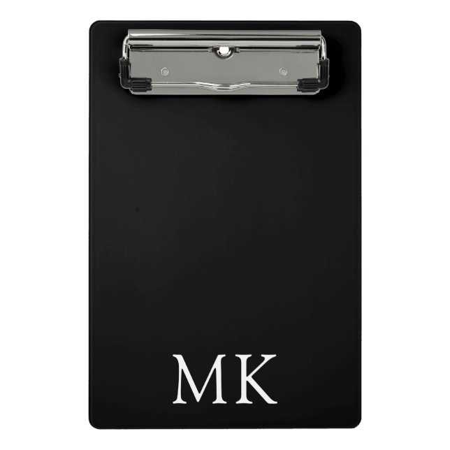 Mini Porte-bloc Initiales du Monogramme blanc noir moderne (Devant)