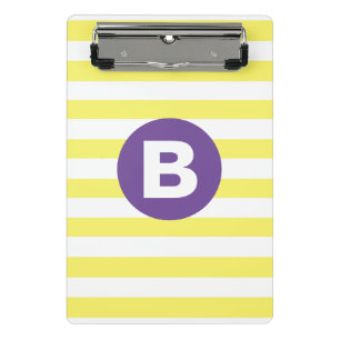 Mini Porte-bloc Jaune Ensoleillé Rayé Monogramme Violet
