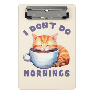 Mini Porte-bloc Je ne fais pas les matins - Chat orange mignon ave