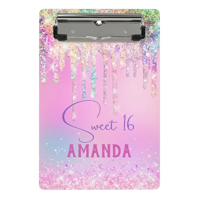 Mini Porte-bloc Joli monogramme d'anniversaire de parties scintill (Devant)