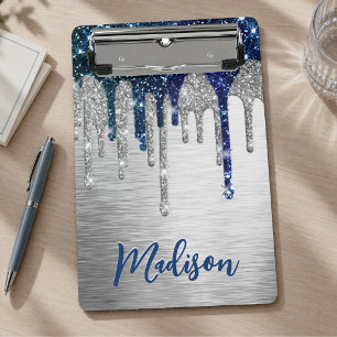 Mini Porte-bloc Joli monogramme moderne avec gouttes de paillettes