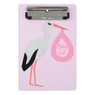 Mini Porte-bloc Jolie chatte rose bébé fille Stork