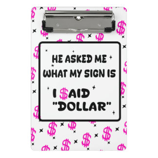 Mini Porte-bloc Le dollar est mon signe – Conception Hot Pink Hust