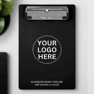 Mini Porte-bloc Logo et texte d'entreprise personnalisés en noir e