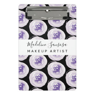 Mini Porte-bloc Maquilleuse Main Aquarelle Pavots Violet