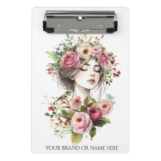Mini Porte-bloc Mini Clipboard Women with Roses-Wreath