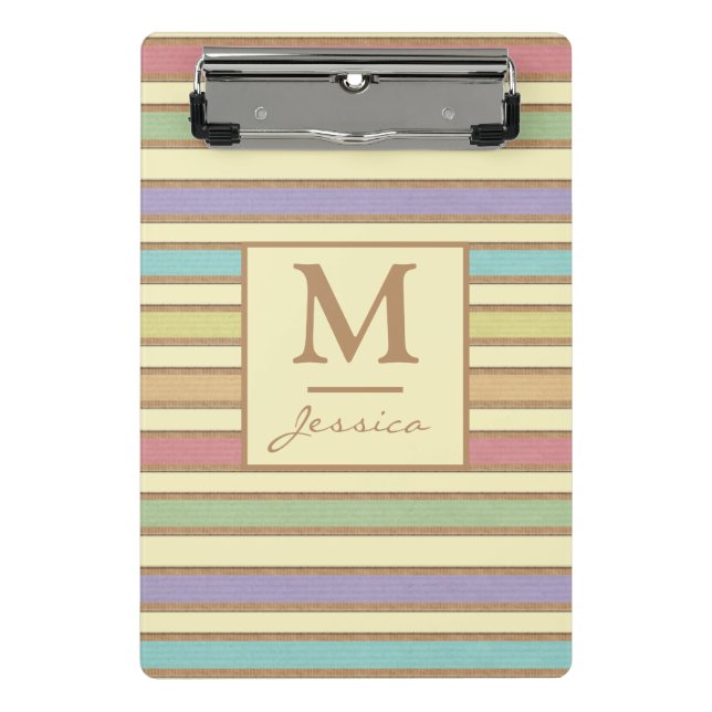 Mini Porte-bloc Monogramme à ruban Pastel moderne et élégant (Devant)