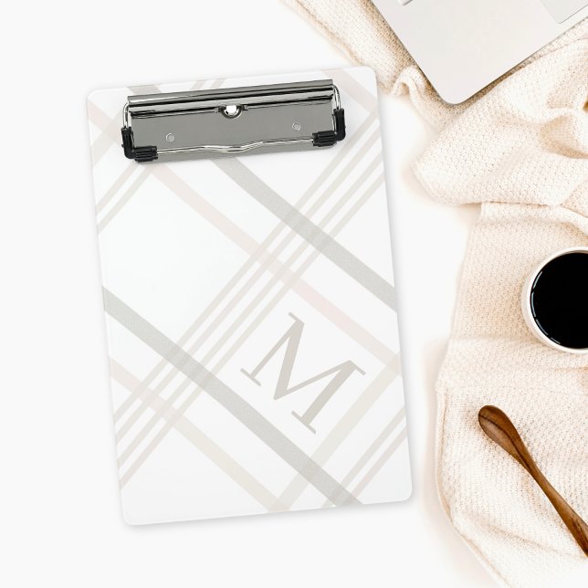 Mini Porte-bloc Monogramme Classic Élégant Minimal Initial Plaid (Créateur téléchargé)