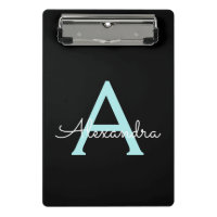 Monogramme de nom féminin écriture bleu sarcelle A