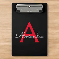 Monogramme de nom féminin écriture rouge noir