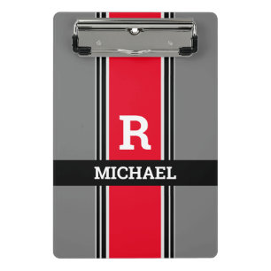 Mini Porte-bloc Monogramme et nom en gras, Gris rouge et Gris noir