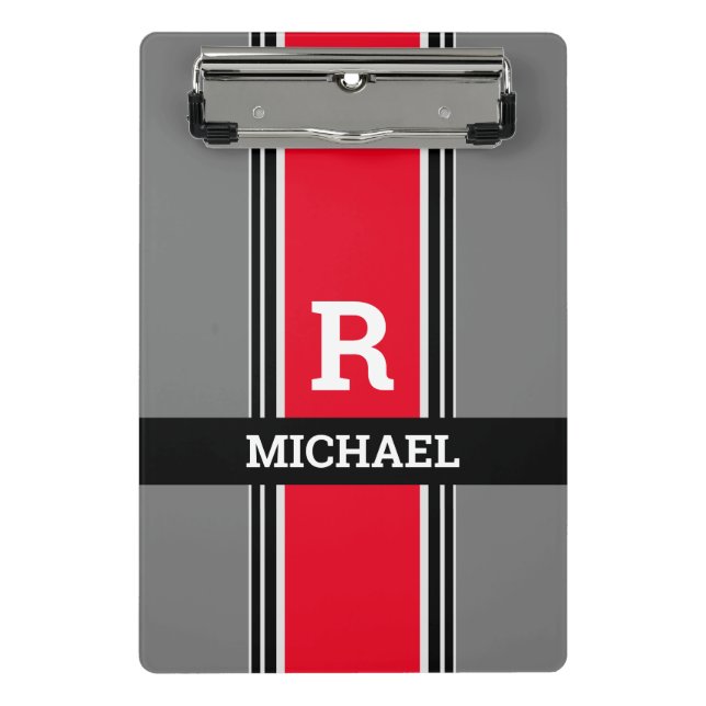 Mini Porte-bloc Monogramme et nom en gras, Gris rouge et Gris noir (Devant)