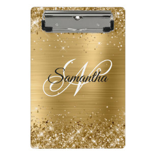 Mini Porte-bloc Monogramme fantaisie doré pailleté