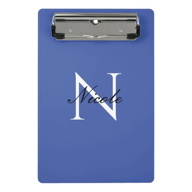 Mini Porte-bloc Monogramme initial manuscrit propre nom bleu (Devant)