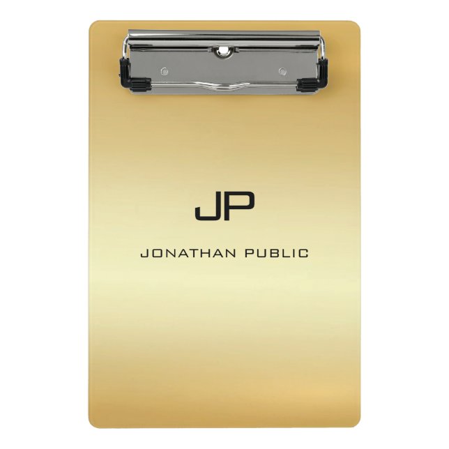 Mini Porte-bloc Monogramme moderne Elégant Faux Gold personnalisé (Devant)