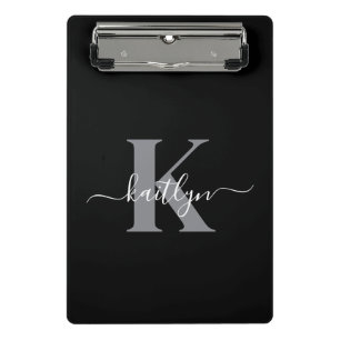 Mini Porte-bloc Monogramme moderne gris noir script