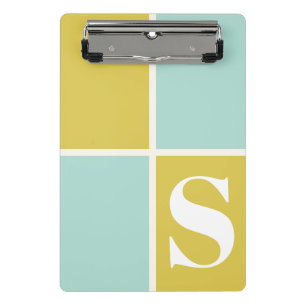 Mini Porte-bloc Monogramme moderne tendance bleu jaune géométrique