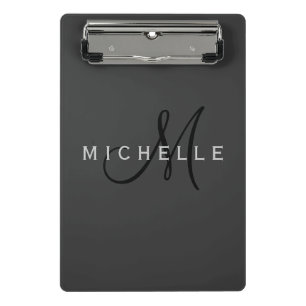 Mini Porte-bloc Monogramme noir professionnel Gris Votre nom