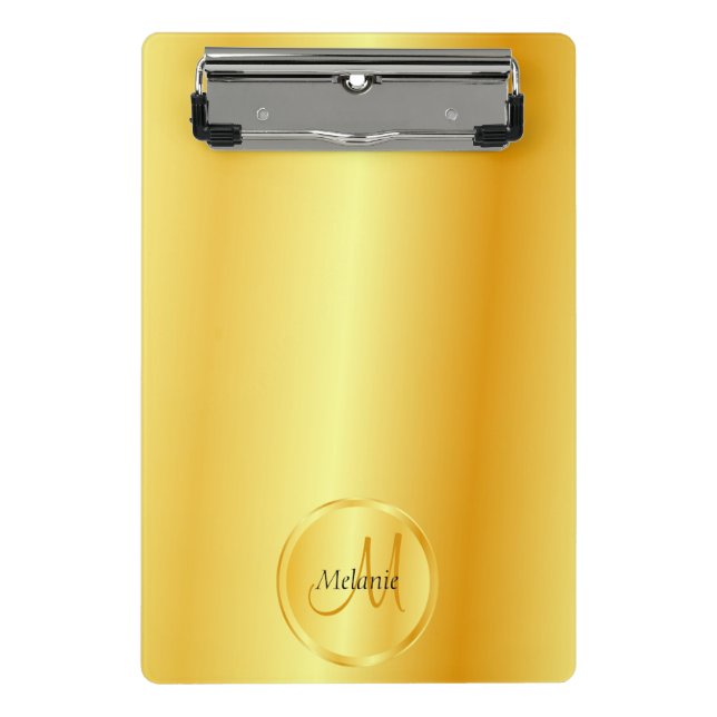 Mini Porte-bloc Monogramme personnalisé Faux Gold Élégant Modèle (Devant)