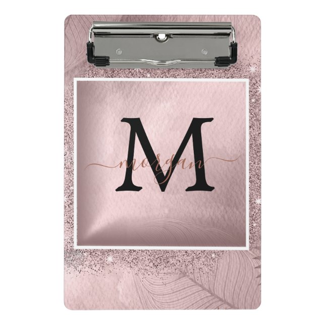 Mini Porte-bloc Monogramme rose Parties scintillant or (Devant)