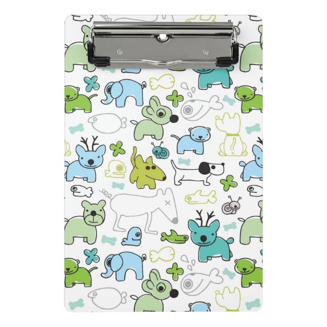 Mini Porte-bloc motif animal d'arrière - plan d'enfants (Devant)