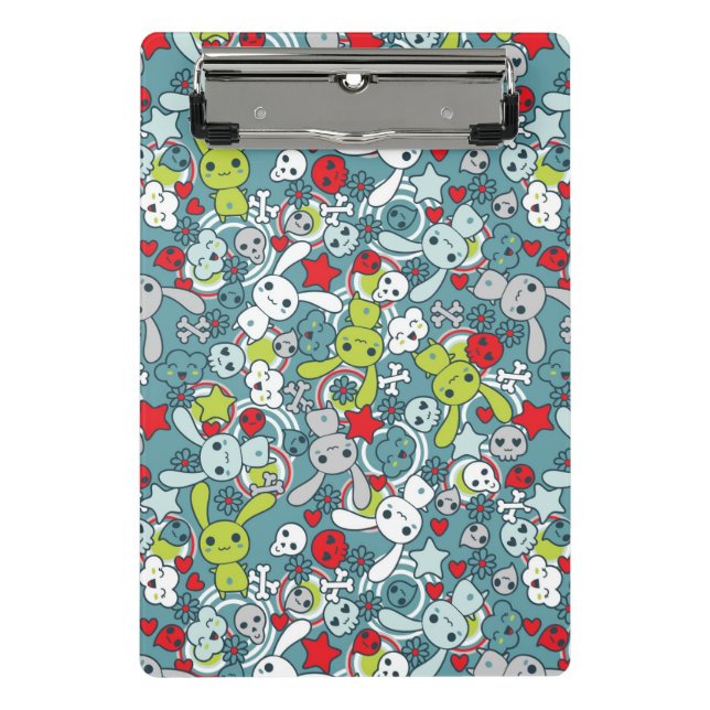 Mini Porte-bloc motif bleu de kawaii (Devant)
