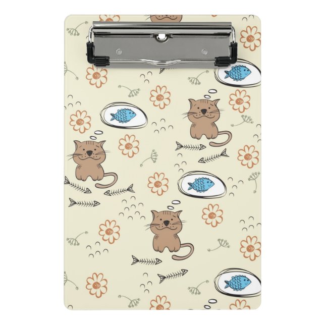 Mini Porte-bloc motif de chat et de poissons (Devant)