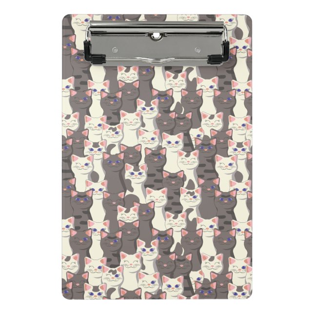 Mini Porte-bloc Motif de chats blancs et gris (Devant)
