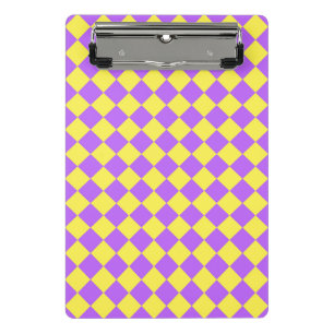 Mini Porte-bloc Motif de diamant jaune pourpre Checker