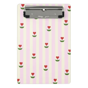 Mini Porte-bloc Motif de fleur en forme de cœur doux – Rayures ros