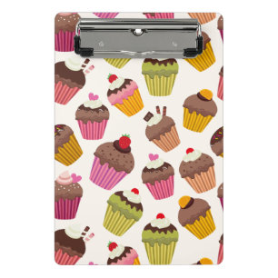 Mini Porte-bloc Motif de gâteau, Motif de muffin, Chocolat, Coeurs