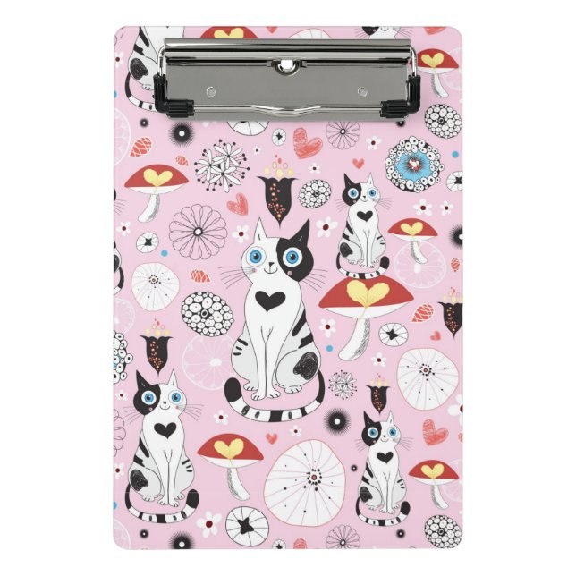 Mini Porte-bloc motif des chats et des fleurs (Devant)