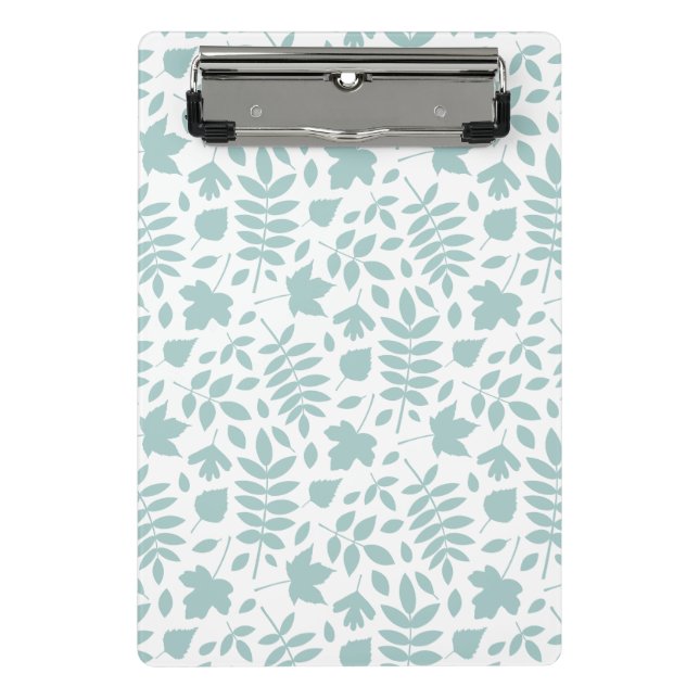 Mini Porte-bloc Motif Feuille perdu Turquoise sur blanc (Devant)