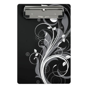 Mini Porte-bloc Motif floral gris sur le noir
