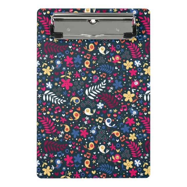 Mini Porte-bloc motif mignon d'oiseaux et de fleurs (Devant)